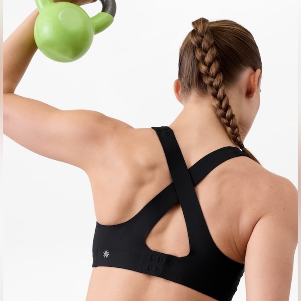 NWT Athleta Interval Plunge Train Black Bra Size XS Best for A-C Cups.